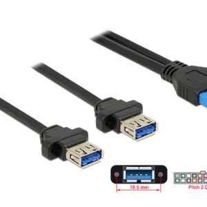 DELOCK καλώδιο USB 3.0 19 pin header (F) σε 2x USB 3.0 (F) 85244