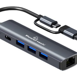 POWERTECH USB hub PTR-0150 με θύρα δικτύου