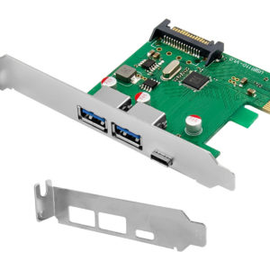 POWERTECH κάρτα επέκτασης PCIe σε 2x USB & 1x USB-C ST627