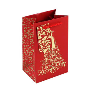 ΤΣΑΝΤΑ ΔΩΡΟΥ XMAS FOIL ΚΟΚΚΙΝΟ/ΧΡΥΣΟ 13x20x9cm
