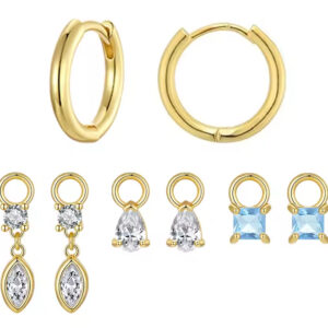 BAMOER σκουλαρίκια κρίκοι YIE262 με 3x σετ charm