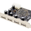 POWERTECH κάρτα επέκτασης PCIe σε 4x USB 2.0 ST622