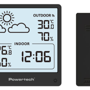 POWERTECH ψηφιακός μετεωρολογικός σταθμός PT-1657 με ασύρματο εξωτερικό αισθητήρα