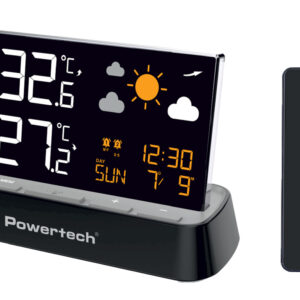 POWERTECH ψηφιακός μετεωρολογικός σταθμός PT-1658 με ασύρματο εξωτερικό αισθητήρα